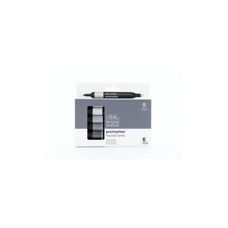 Pennarelli Winsor&Newton Promarker doppia punta fine-larga - 6 colori assortiti neutri - 0290154