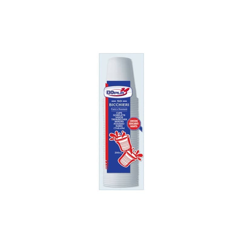Bicchieri monouso Dopla 200 ml polistirene bianco conf.50 - 22638 (Conf.4)