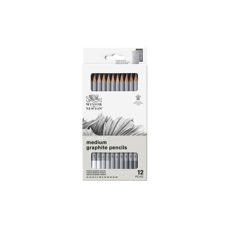 Set matite in grafite Winsor&Newton Studio Collection scatola in metallo 12 pezzi - 0490008
