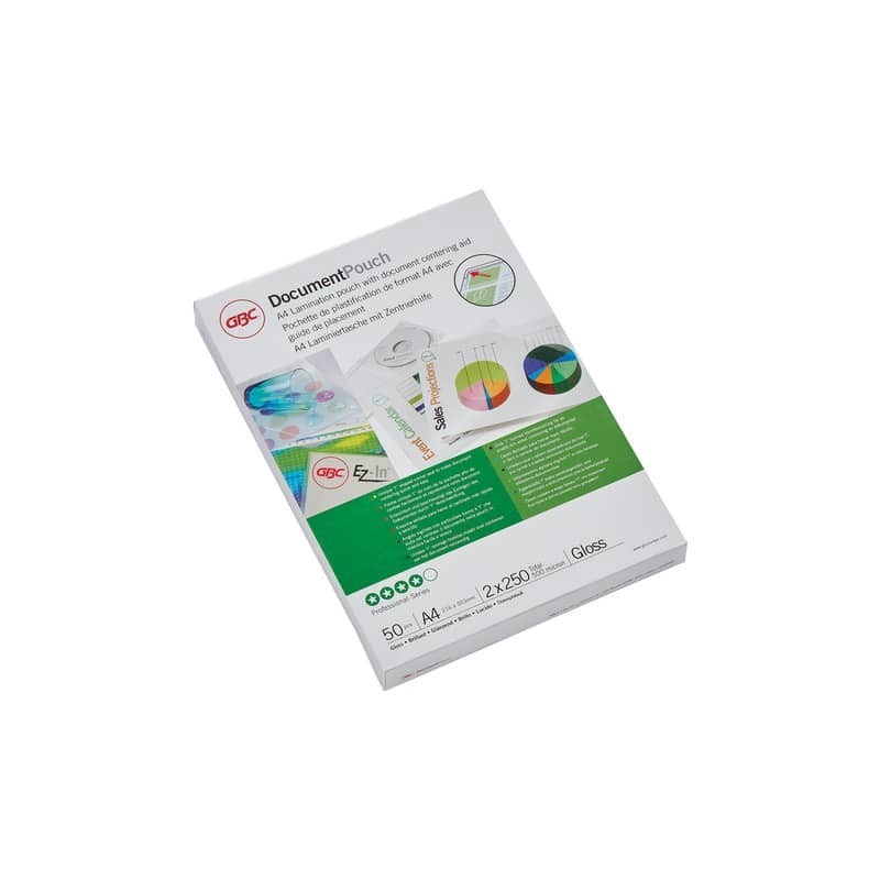 Pouches per plastificatrici a caldo GBC 2x250 µm finitura lucida formato A4 conf. da 50 - 3740449