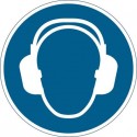Pittogramma da pavimento "Indossare la protezione auricolare" DURABLE azzurro Ø 430 mm - 172906