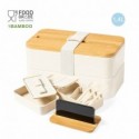 Lunch box Graftan a 2 scomparti con posate, porta smartphone e coperchio in bambù 1,4 L - 1479