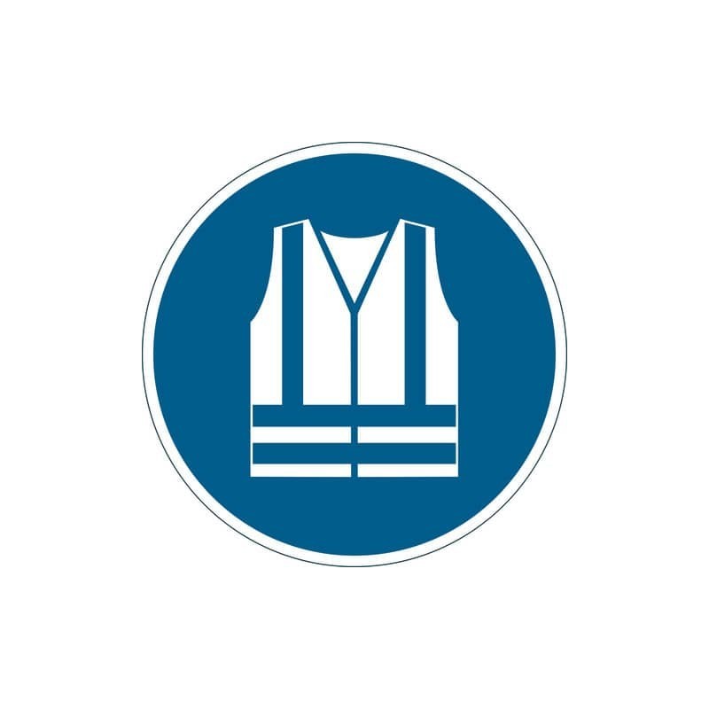 Pittogramma da pavimento "Gilet di sicurezza alta visibilità obbligatorio'' Durable azzurro Ø 430 mm - 173506