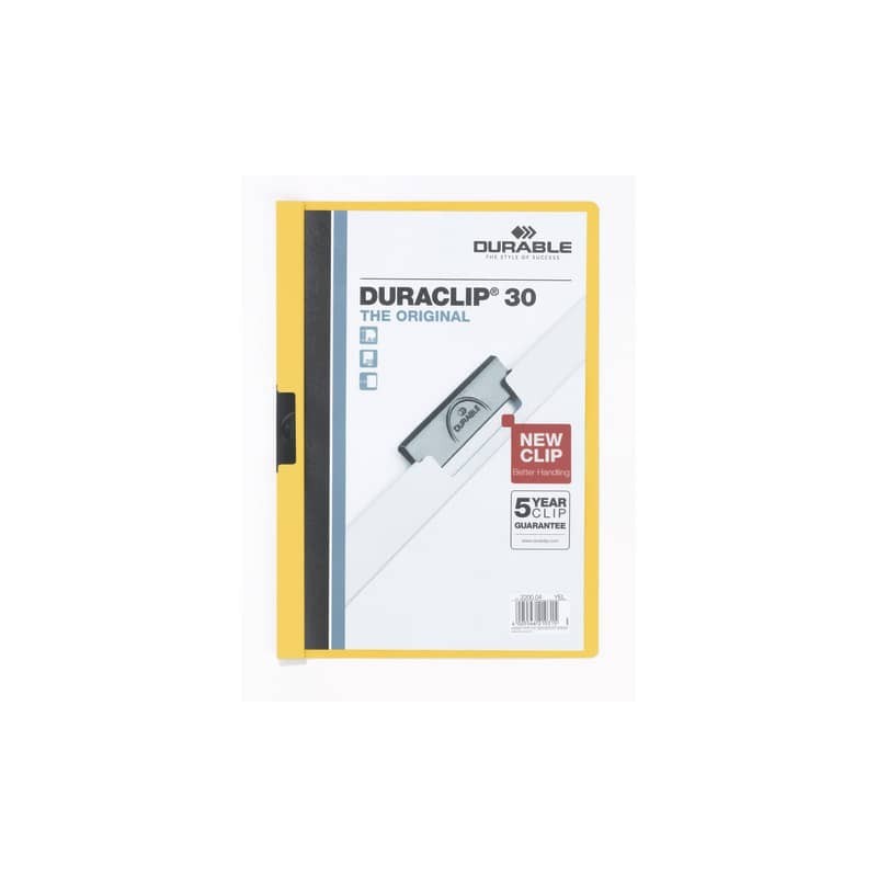 Cartellina con clip Durable DURACLIP® A4 giallo - dorso 3 mm - capacità 30 fogli 2200-04 (Conf.25)
