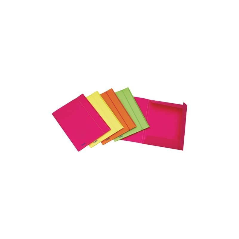 Cartella tre lembi con elastico Favorit Neon formato 24x33 cm dorso 1 cm in conf. 20 colori assortiti - 400066846