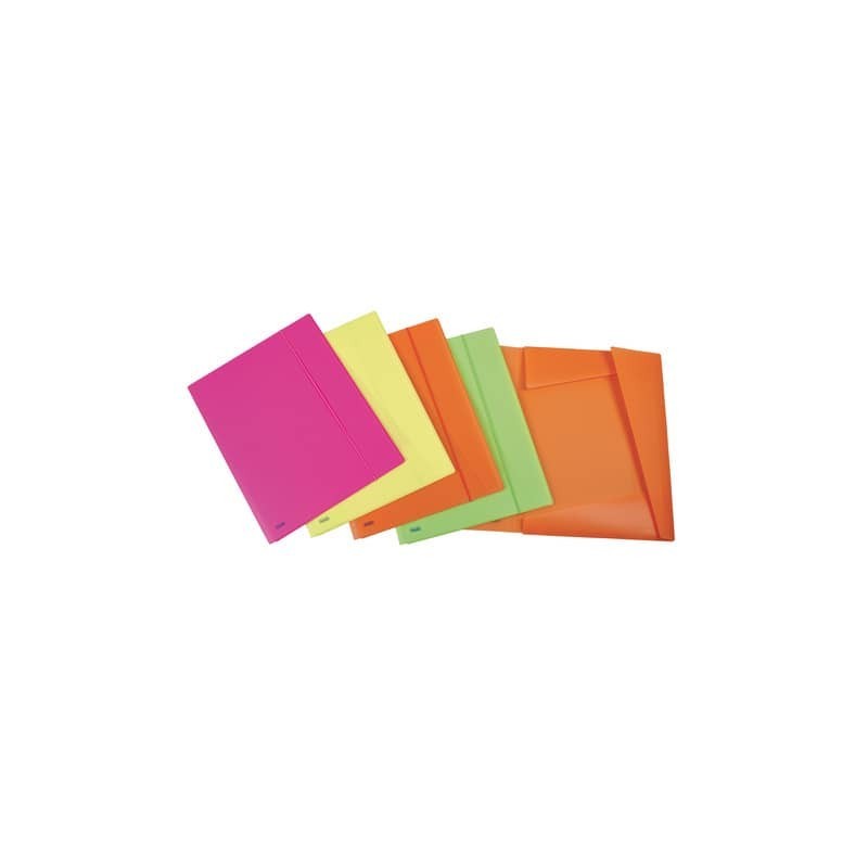 Cartella tre lembi con elastico Favorit Neon formato 33,5x42 cm dorso 2 cm colori assortiti in conf. 10 - 400090480