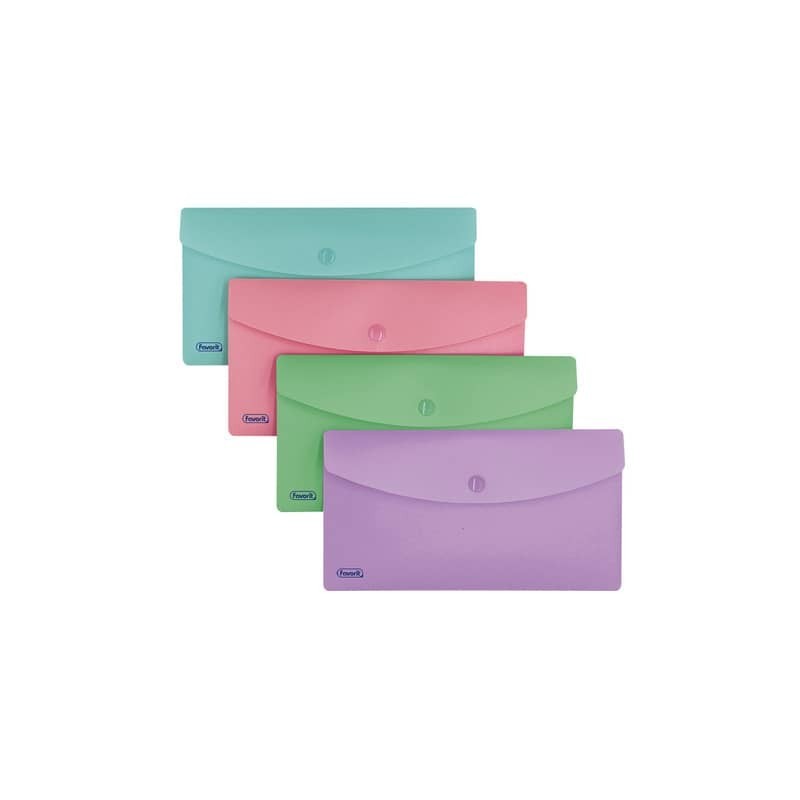 Buste con bottone formato DL Favorit Pastel colori assortiti in conf. da 5 400151719