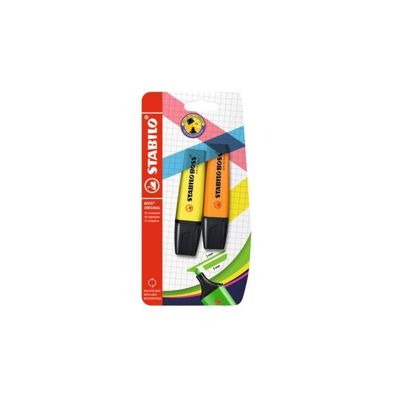 Evidenziatore Stabilo Boss Original 2-5 mm blister 2 pz arancione B-10434-10