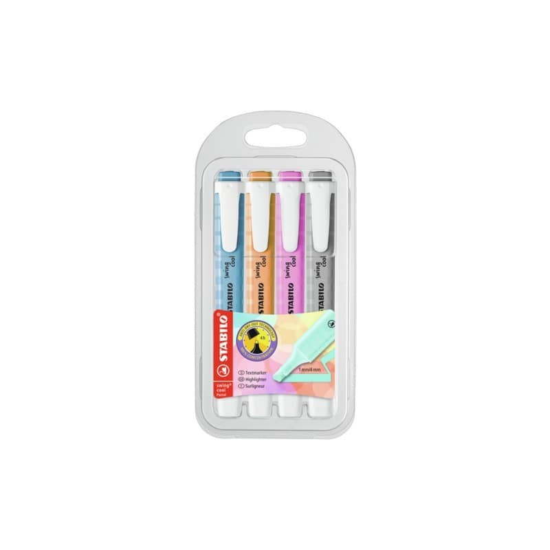 Evidenziatori Stabilo Swing® Cool Pastel conf. 4 colori assortiti - 275/4-08-2