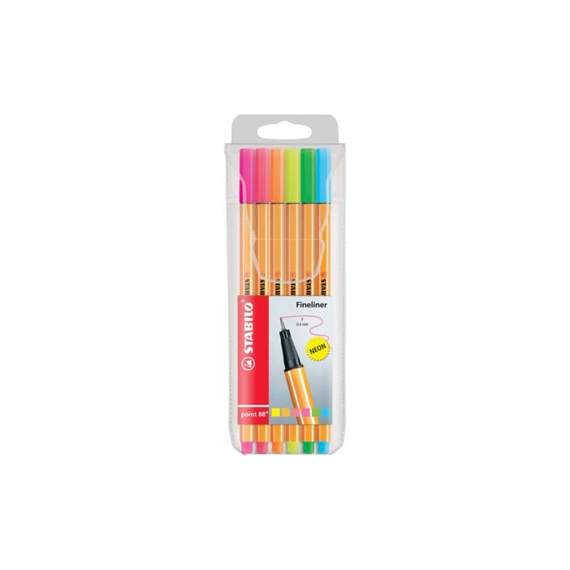Fineliner Stabilo Point 88® 0,4 mm conf. 6 colori assortiti Neon 88/6-1