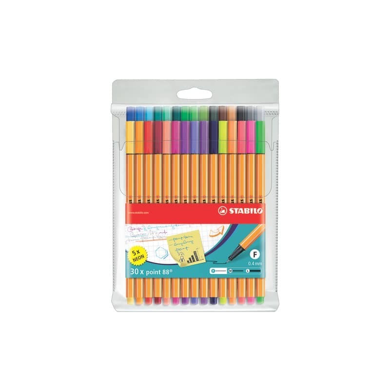 Fineliner Stabilo Point 88® 0,4 mm conf. 30 colori assortiti 8830-1