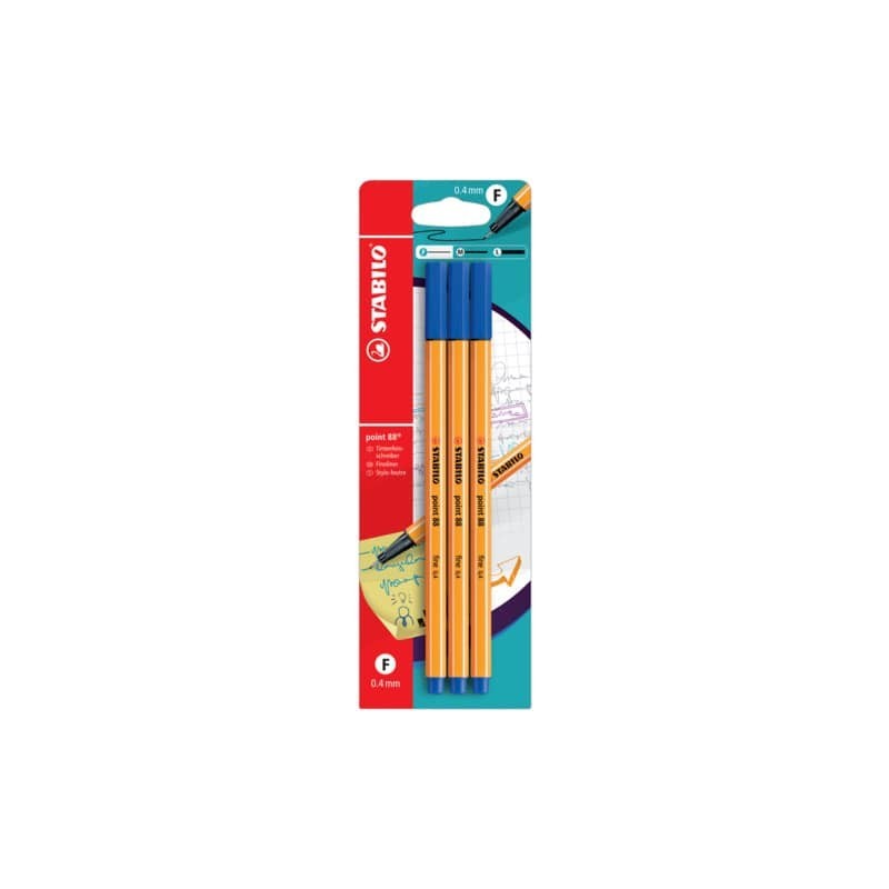 Fineliner Stabilo Point 88® 0,4 mm conf. 3 pz blu B-14827-10