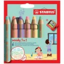 Matite colorate Stabilo Woody 3 in 1 punta larga conf. 6 colori Pastel assortiti 8806-3