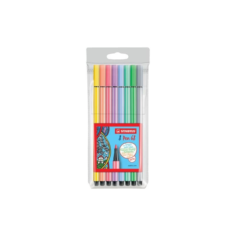 Pennarelli Stabilo Pen 68 tratto 1 mm conf. 8 colori assortiti Pastel EO68/8-01