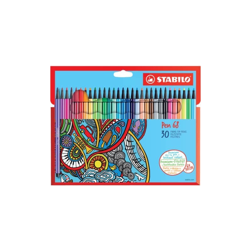 Pennarelli Stabilo Pen 68 tratto 1 mm scatola in cartone 30 colori assortiti 6830-7