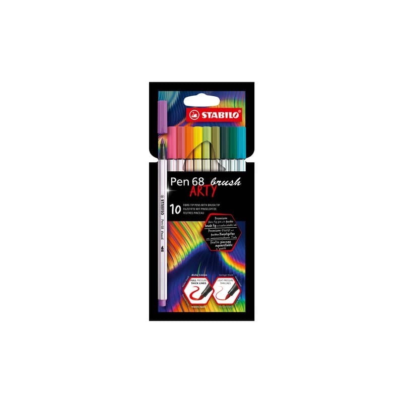 Pennarello Stabilo Arty Line Pen 68 brush punta a pennello in conf. 8 colori assortiti - 568/10-21-20