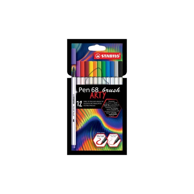 Pennarello Stabilo Arty Line Pen 68 brush punta a pennello in conf. 12 colori assortiti - 568/12-21-20