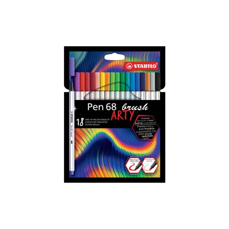Pennarello Stabilo Arty Line Pen 68 brush punta a pennello in conf. 18 colori assortiti - 568/18-21-20