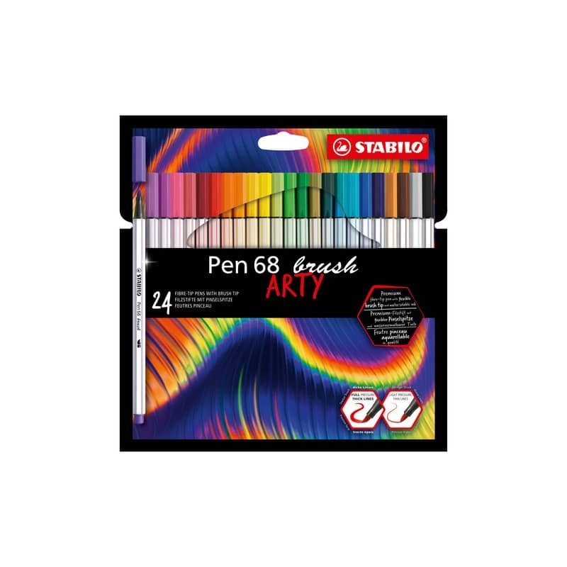 Pennarello Stabilo Arty Line Pen 68 brush punta a pennello in conf. 24 colori assortiti - 568/24-21-20