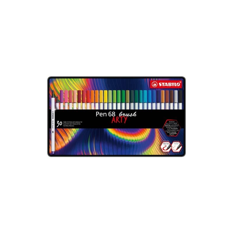 Pennarello Stabilo Arty Line Pen 68 brush punta a pennello conf. 30 colori assortiti - 568/30-31-20