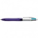 Penna a sfera a scatto BIC 4 Colours Grip Fashion M 1 mm viola 526294 (Conf.12)