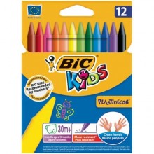 Pastelli a cera BIC Kids Plastidecor in conf. da 12 colori assortiti - 9457645