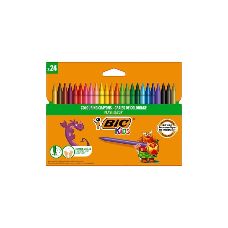 Pastelli a cera BIC Kids Plastidecor in conf. da 24 colori assortiti - 8297724