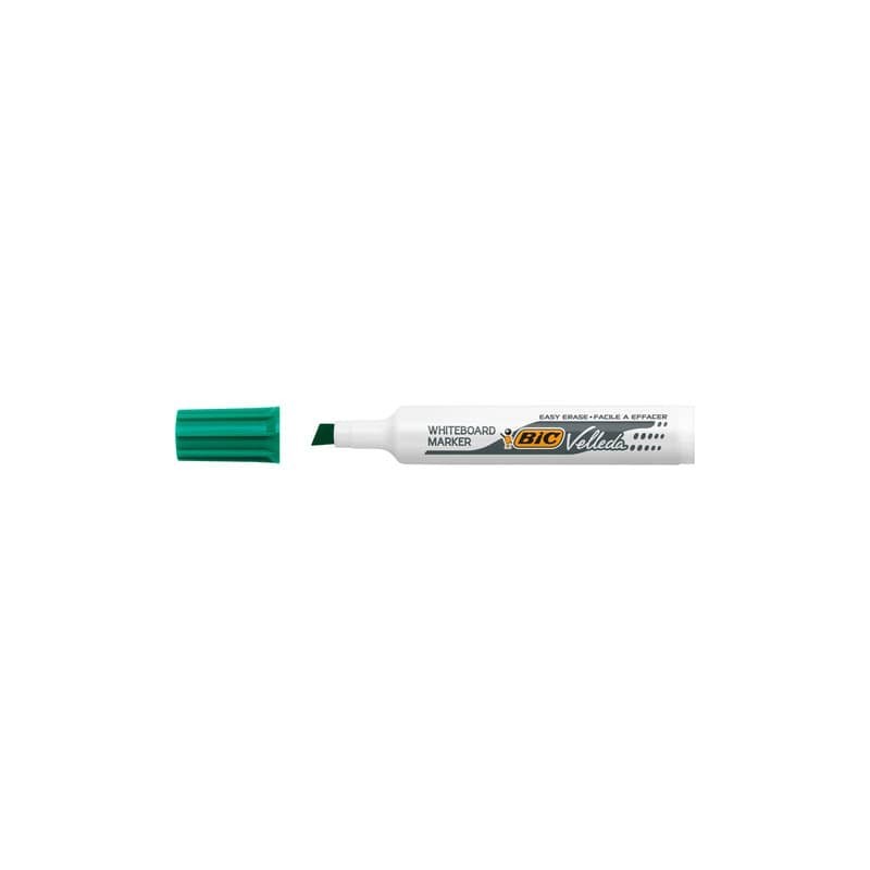 Marcatore per lavagne bianche BIC Velleda 1791 punta a scalpello tratto 3,3-4,6 mm verde - 9431971 (Conf.12)