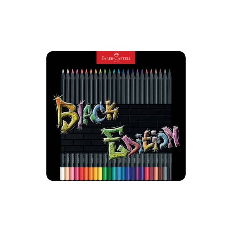 Matite colorate Faber-Castell Black Edition - colori assortiti - astuccio in metallo - conf. 24 pezzi - 116425