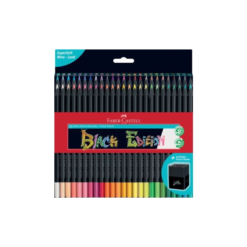 Matite colorate Faber-Castell Black Edition - colori assortiti - astuccio in cartone - conf. 50 pezzi - 116450