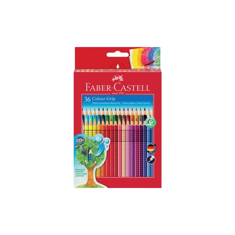 Matite colorate Faber-Castell Colour Grip astuccio di cartone - colori assortiti - conf. 36 pezzi - 112442
