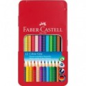 Matite colorate Faber-Castell Colour Grip astuccio di metallo - colori assortiti - conf. 12 pezzi - 112413