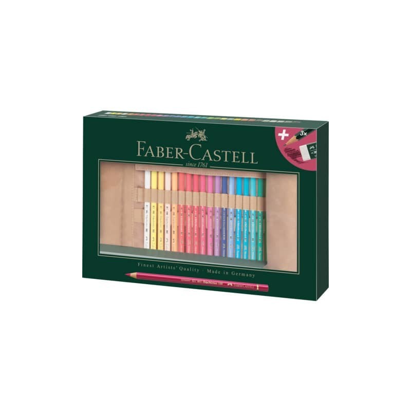 Matite colorate permanenti Faber Castell Polychromos mina 3,8 mm rollset colori assortiti - conf. 30 pezzi - 110030