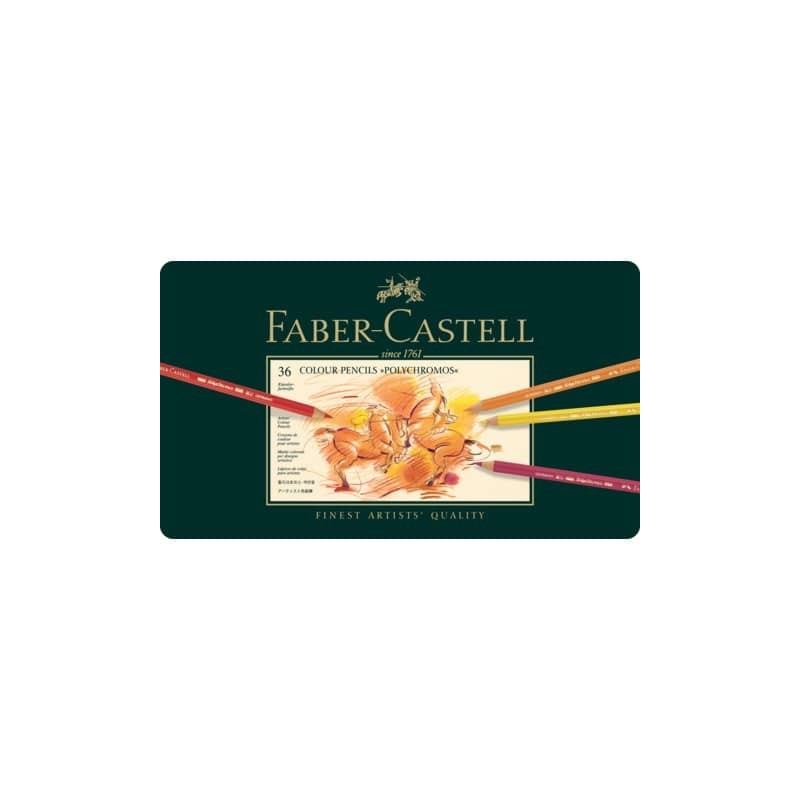 Matite colorate permanenti Faber Castell Polychromos mina 3,8 mm box metallo - colori assortiti conf. 36 pezzi - 110036