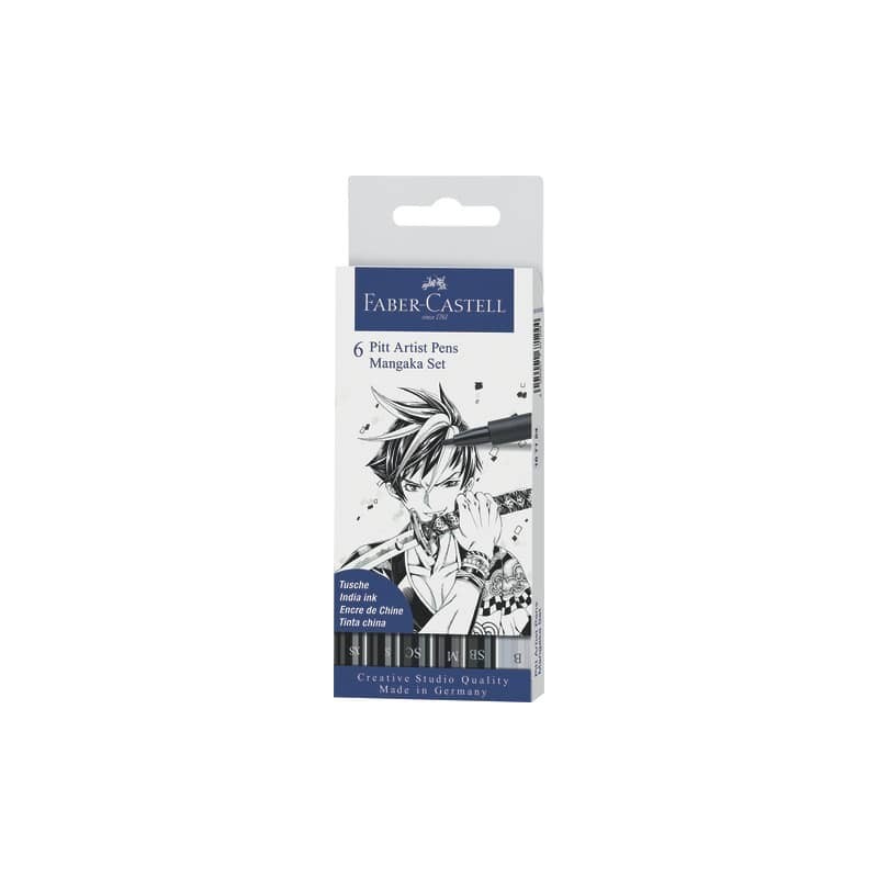 Penna inchiostro pigmentato Faber Castell Pitt Artist conf. 6 pezzi - Manga set - 167124