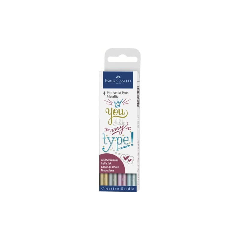 Penna inchiostro pigmentato Faber Castell Pitt Artist conf. 4 pezzi - Metallic - 167304