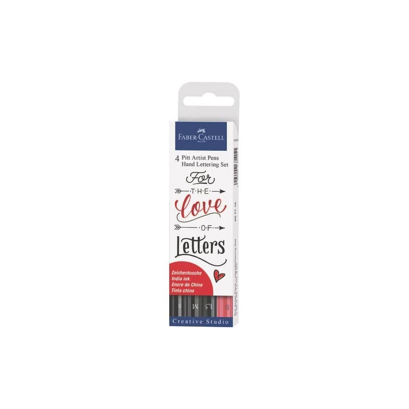 Penna inchiostro pigmentato Faber Castell Pitt Artist conf. 4 pezzi - hand lettering - 267115