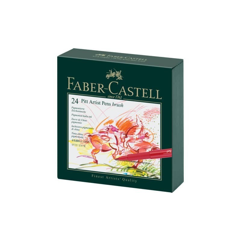 Penna inchiostro pigmentato Faber- Castell Pitt Artist Brush - colori assortiti - conf. 24 pezzi - 167147