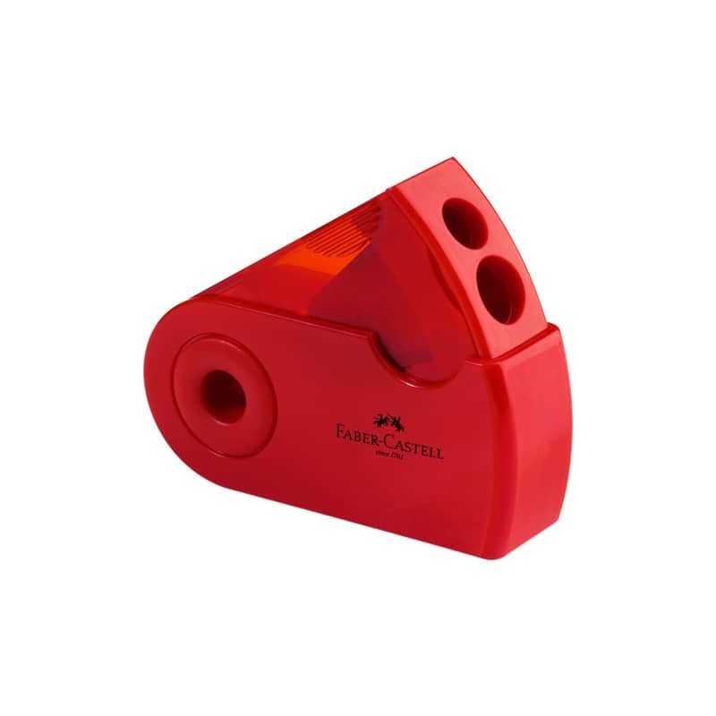 Temperamatite 2 fori Faber-Castell Sleeve con serbatoio colore rosso/blu - 182701 (Conf.12)