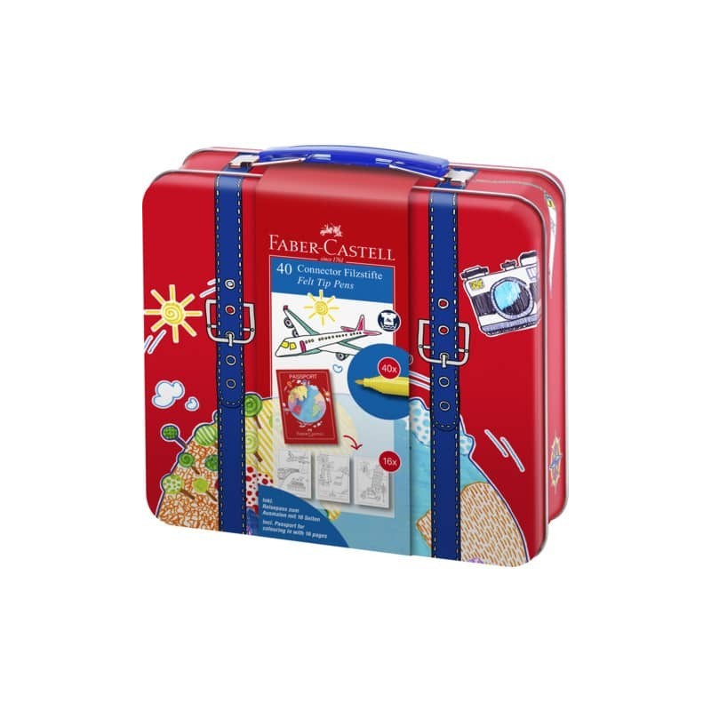 Valigetta in metallo Faber Castell con pennarelli Connector Pens conf. 40 pezzi - 155535