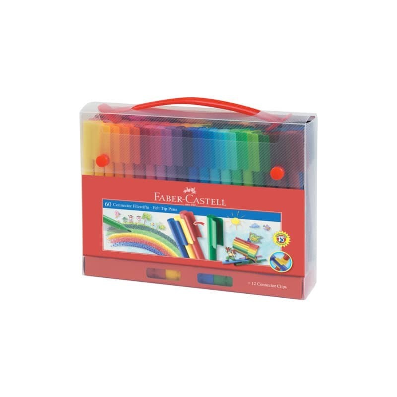 Valigetta in metallo Faber Castell con pennarelli Connector Pens conf. 60 pezzi - 155560