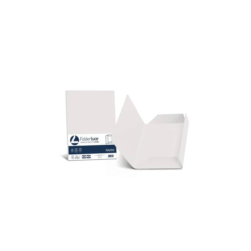 Cartellina 3 lembi Favini Folder Luce&Acqua 200 g/m² 24,5x34,5cm conf.25 bianco - A500434