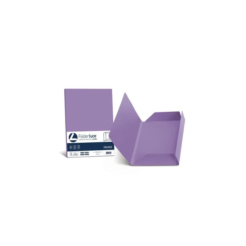 Cartellina 3 lembi Favini Folder Luce&Acqua 200 g/m² 24,5x34,5cm conf.25 violetto - A50J434