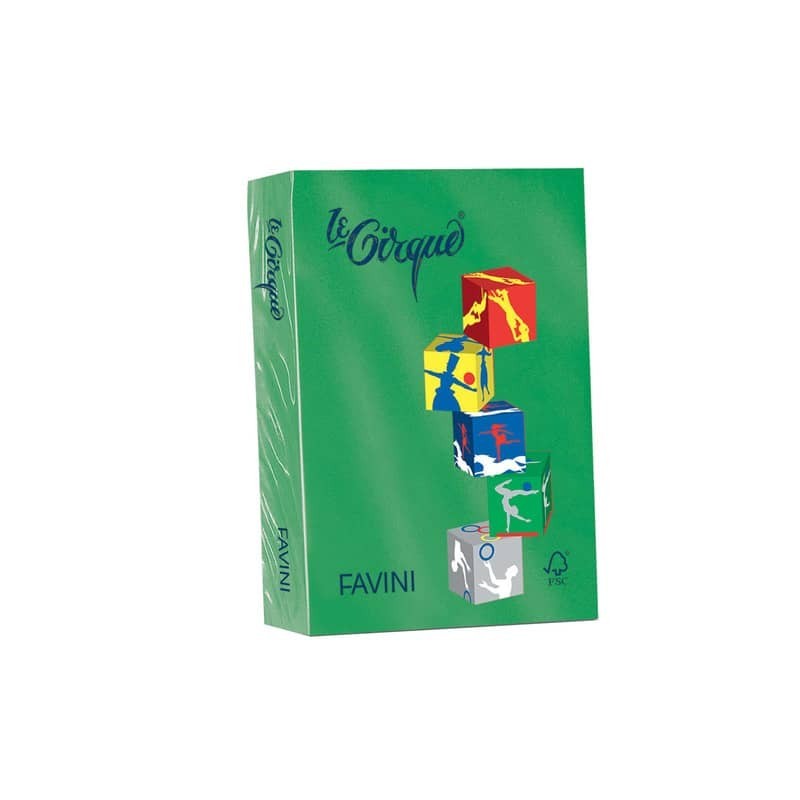 Carta colorata Favini Le Cirque A4 160 g/m² colori forti - risma da 250 fogli verde bandiera - A74D304