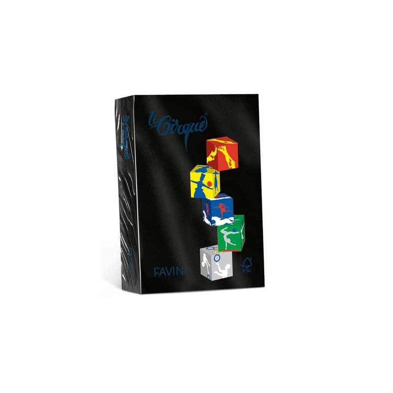Carta colorata Favini Le Cirque A4 80 g/m² colori forti - risma da 500 fogli nero - A71A504