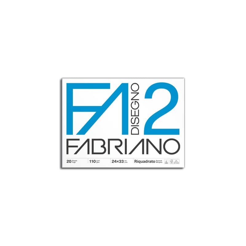 Album da disegno Fabriano F2 punto metallico 110 g/m² 24x33 cm 10 fogli lisci riquadrati - 04204205 (Conf.10)