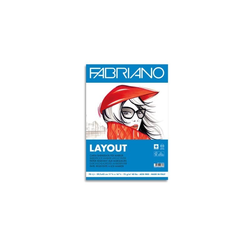 Blocco belle arti Fabriano Layout 75 g - 70 fogli A3 - 19100506