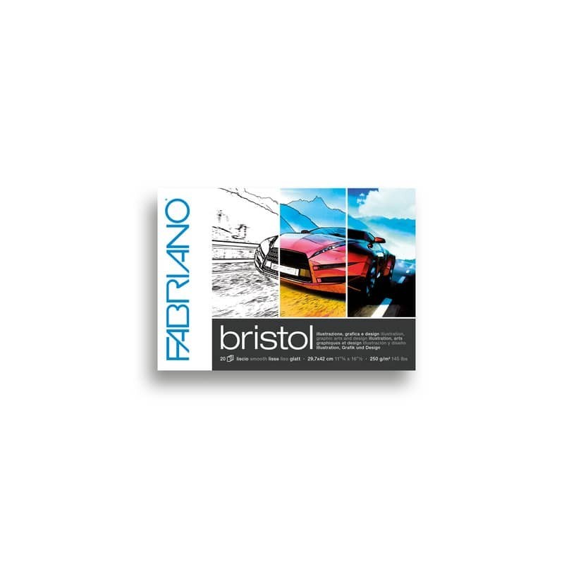 Blocco collato Fabriano Bristol liscio 250 g - 20 fogli A3 19002942