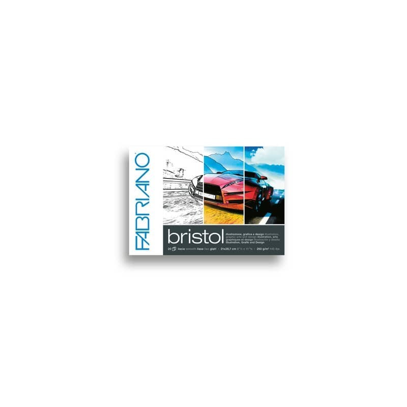 Blocco collato Fabriano Bristol liscio 250 g - 20 fogli A4 - 19002129