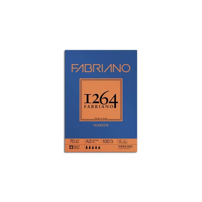 Blocco di carta collato Fabriano 1264 Marker 70 g A3 - 19100641